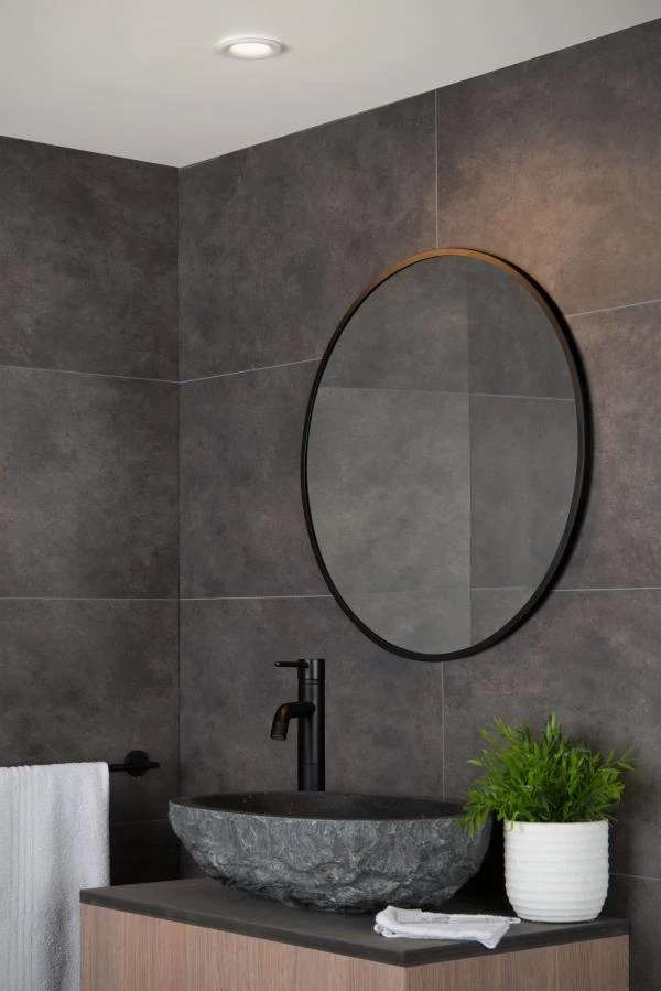 Lucide ZIVA - Spot encastrable Salle de bains - Ø 8,5 cm - 1xGU10 - IP44 - Blanc - ambiance 1